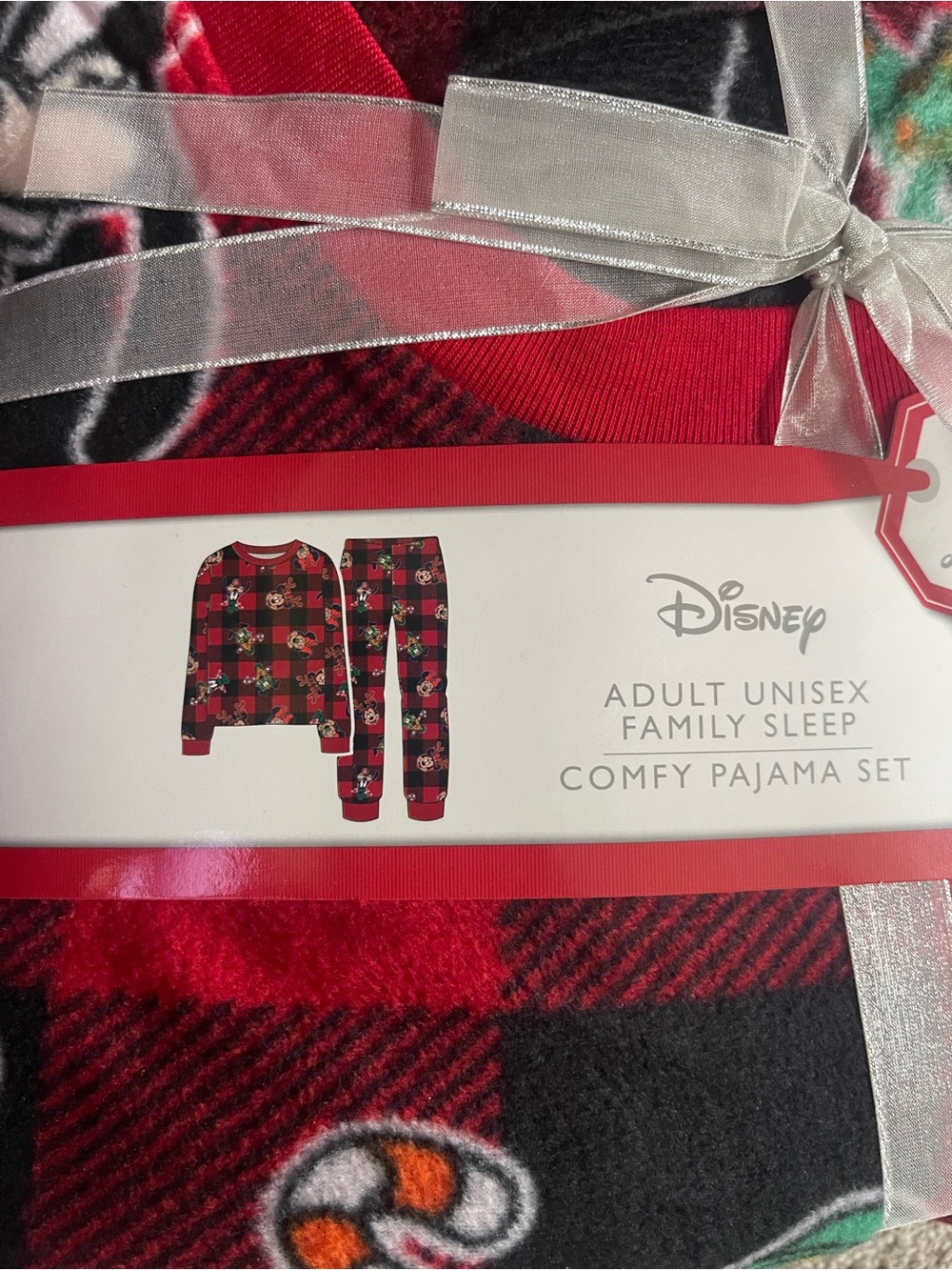 Disney Red and Black Plaid Holiday Pajama Set with Candy Cane Print - Picture 3 of 4